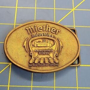 Advertising Miether Industries Mining & Power Division Brassy Belt Buckle